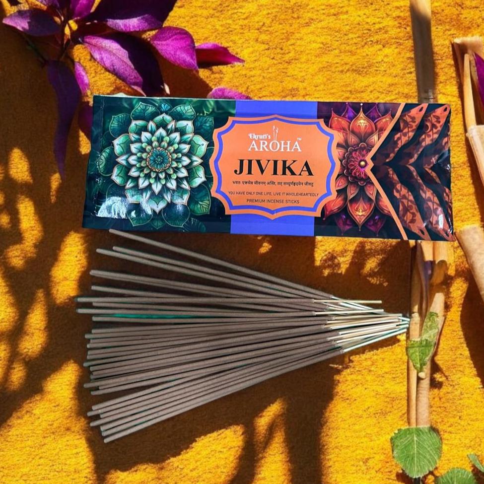 JIVIKA / जीविका - Tuberose & Jasmine Incense Sticks / Agarbatti (100g, 60 Sticks) | Refreshing Fragrance for Relaxation | Charcoal-Free & Safe for Skin