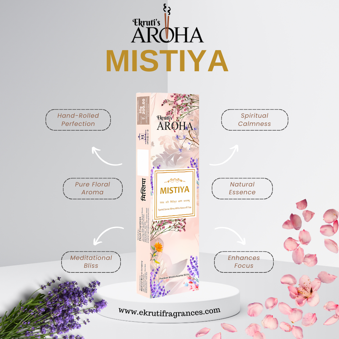 MISTIYA / मिस्तिया - Lavender Masala Incense Sticks / Agarbatti (50 Grams) | Soothing Aroma for Meditation & Relaxation | Handcrafted & Safe for Daily Use
