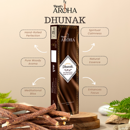 DHUNAK / धुनक - Masala Incense Sticks / Agarbatti (50g) | Bakhoor / Woody Fragrance for Relaxation & Spirituality | Natural, Handcrafted & Gentle on Eyes