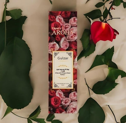 GULZAR / गुलज़ार - Natural Masala Incense Sticks / Agarbatti (50 Grams) | Rose-Scented Home Fragrance for Relaxation & Spiritual Bliss | Semi Handrolled & Eye-Friendly