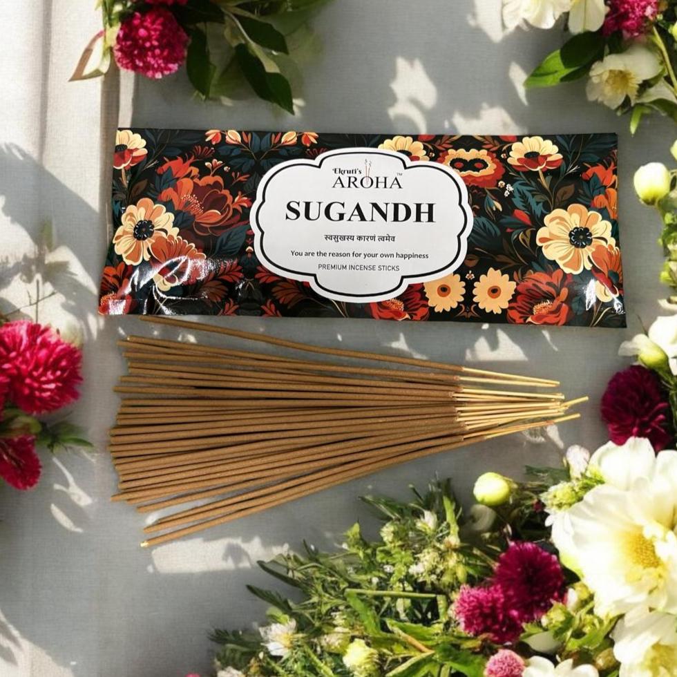 SUGANDH / सुगंध - Mogra Incense Sticks / Agarbatti (100g, 60 Sticks) | Relaxing Home Fragrance for Peace | Charcoal-Free & Safe for Eyes
