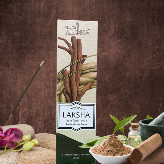 LAKSHA / लक्ष - Chandan / Sandalwood Masala Incense Sticks / Agarbatti (50 Grams) | Premium Home Fragrance for Peace & Serenity | Natural & Gentle on Eyes