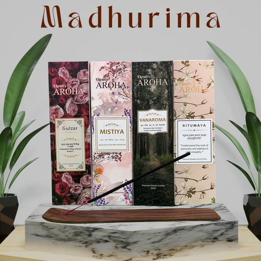 MADHURIMA / मधुरिमा - Madhurima Combo Pack – Mistiya, Ritumaya, Vanaroma, Gulzar + Free Wooden Stand - 50g x 4