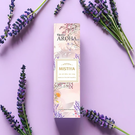 MISTIYA / मिस्तिया - Lavender Masala Incense Sticks / Agarbatti (50 Grams) | Soothing Aroma for Meditation & Relaxation | Handcrafted & Safe for Daily Use