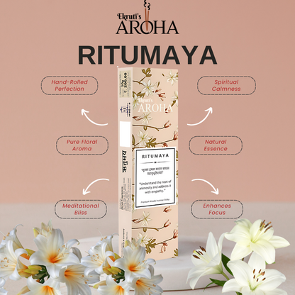RITUMAYA / ऋतुमया - Floral Chandan Incense Sticks / Agarbatti (50 Grams) | Exotic Natural Fragrance for Spiritual Calm | Semi handrolled & Non-Irritating