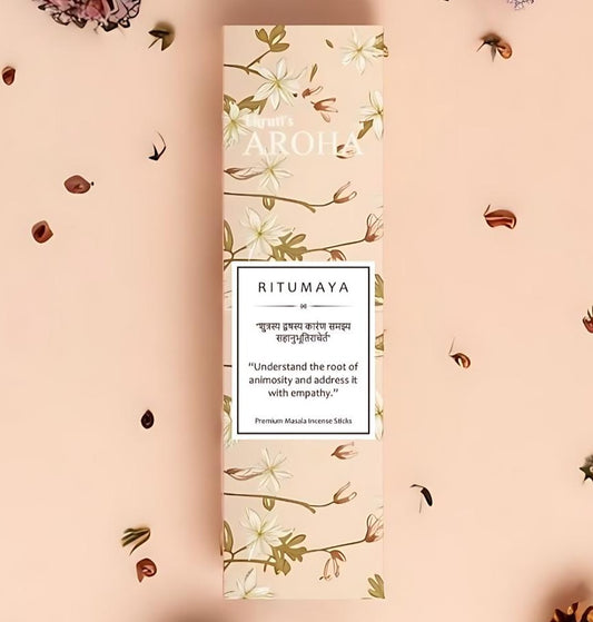 RITUMAYA / ऋतुमया - Floral Chandan Incense Sticks / Agarbatti (50 Grams) | Exotic Natural Fragrance for Spiritual Calm | Semi handrolled & Non-Irritating