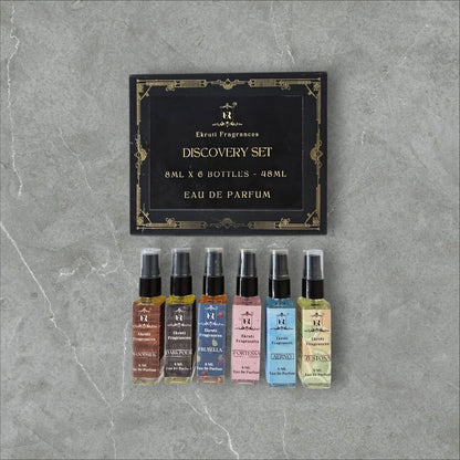 Discover all six 8ml scents — from bold to breezy