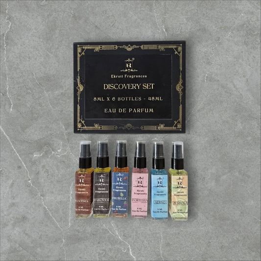 Discover all six 8ml scents — from bold to breezy